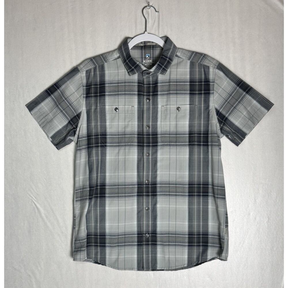 KÜHL Mens Styk Plaid Short Sleeve Button Up Shirt Lightweight Gray Outdoor Sz M